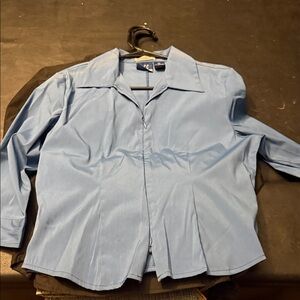 Stylish Blue Casual Half Zip Down Shirt